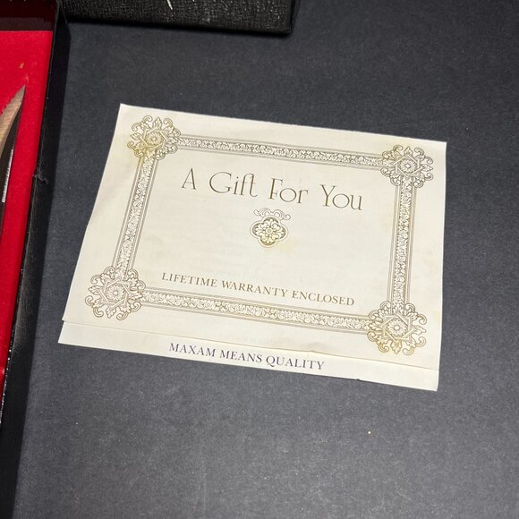 Vintage Set of 4 Maxam CTGB4 Wooden Handle Steak Knives w/ 5" Blades & Box - Picture 3 of 6